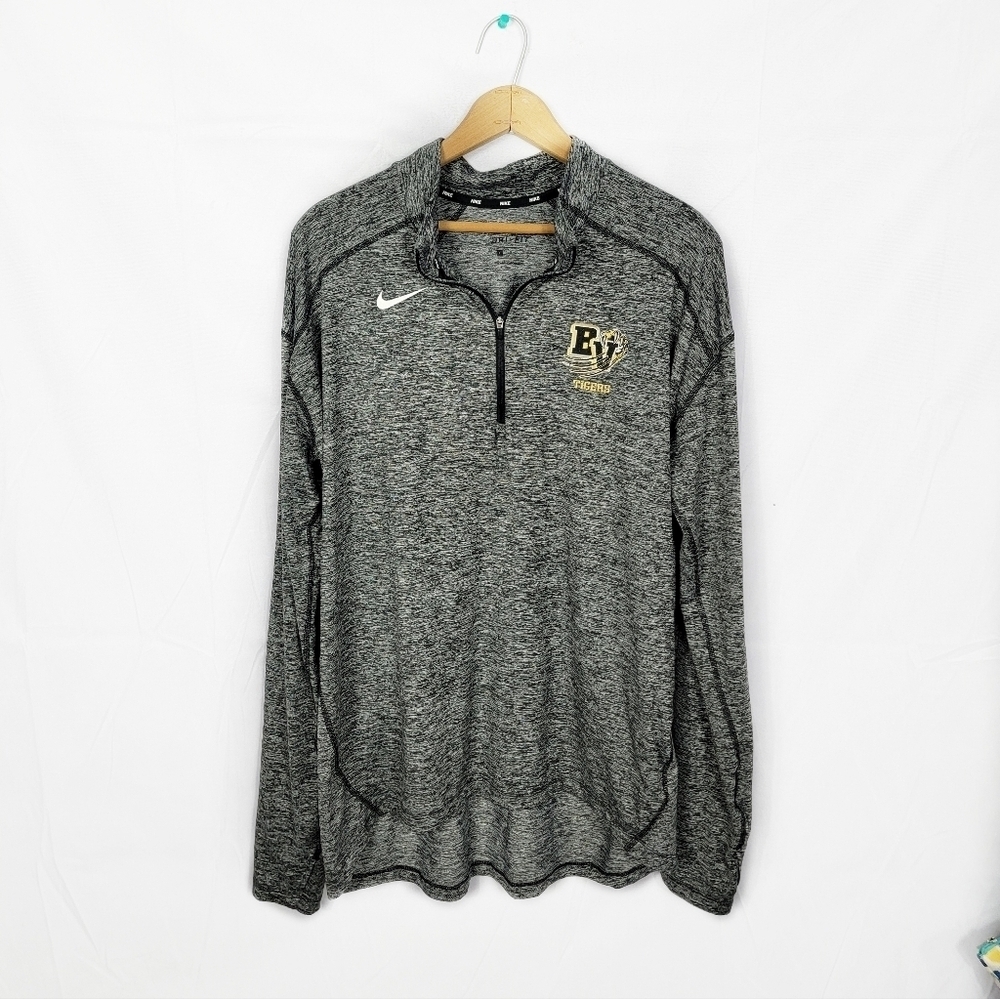 Men's Large Blue Valley Tigers Nike Black and Gray Quarter-Zip Pullover